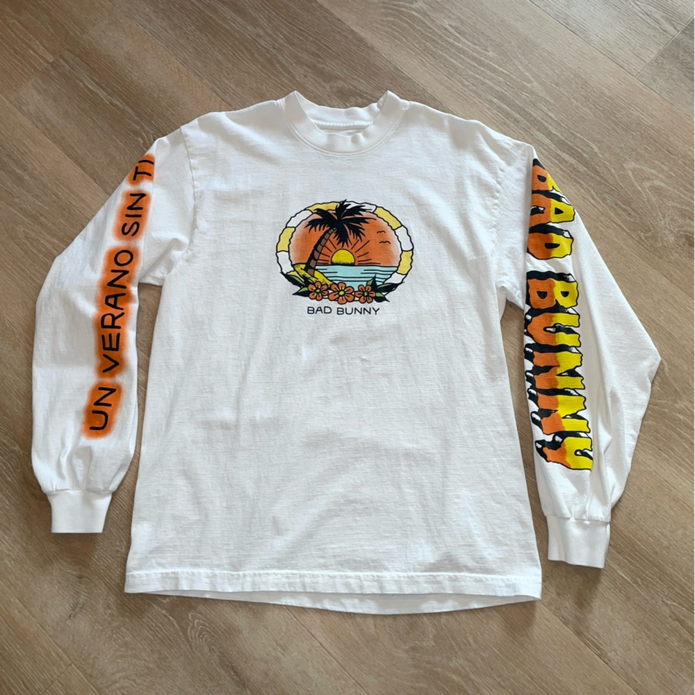 Bad Bunny Un Verano Sin Ti Worlds Hottest Tour Merch Beige Long Sleeve Medium